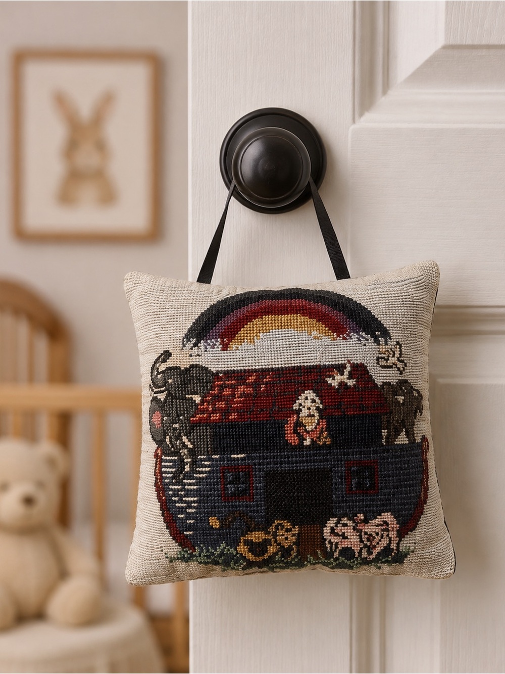 Rare Vintage 1980’s Noah’s Ark Pillow Door Hanger